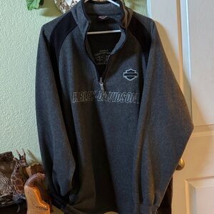 Harley-Davidson Men's Charcoal and Black Zip-Up Sweaters